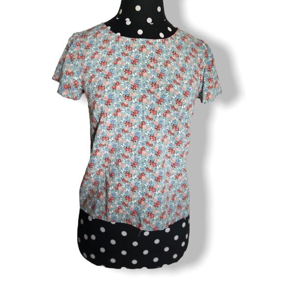 Copper Key Girls Top Size Large Blue Orange Floral Blouse Rayon - Picture 1 of 5